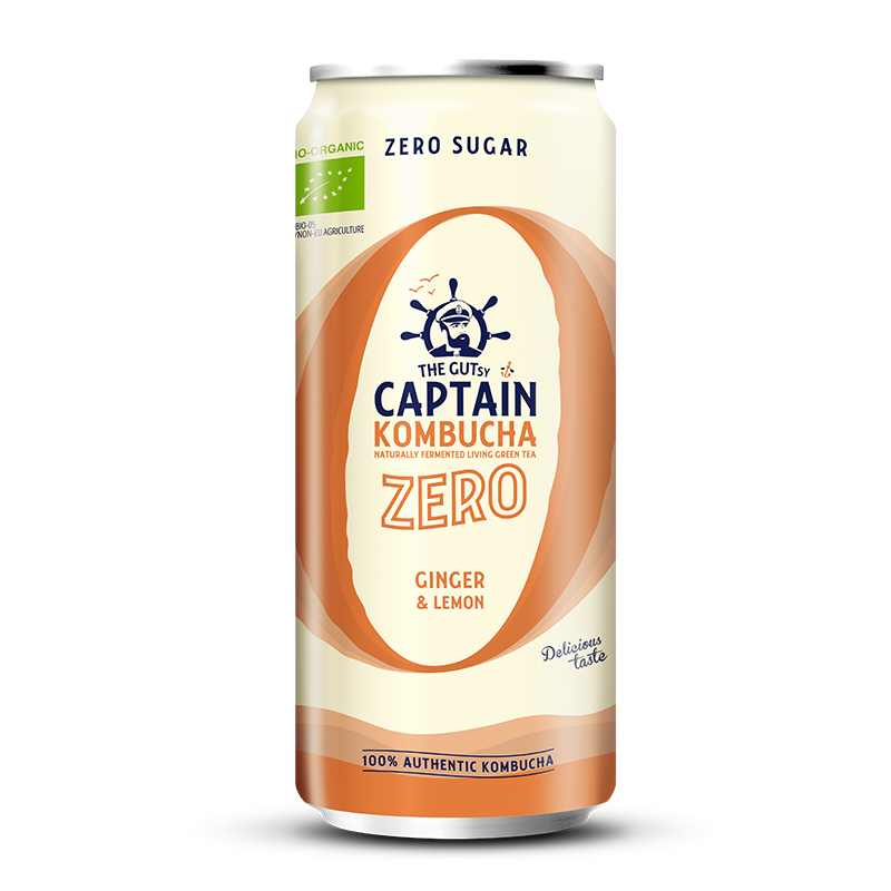 GUTsy Captain Kombucha Zero - Ginger and Lemon CANs 20 x 250ml