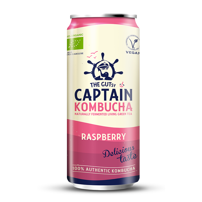 GUTsy Captain Kombucha - Malinové PLECHOVKY 20 x 250ml