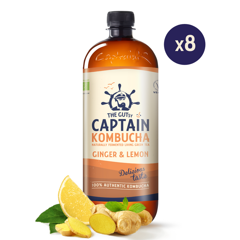 GUTsy Captain Kombucha - Ginger and Lemon 8 x 1L - GutsyCaptain