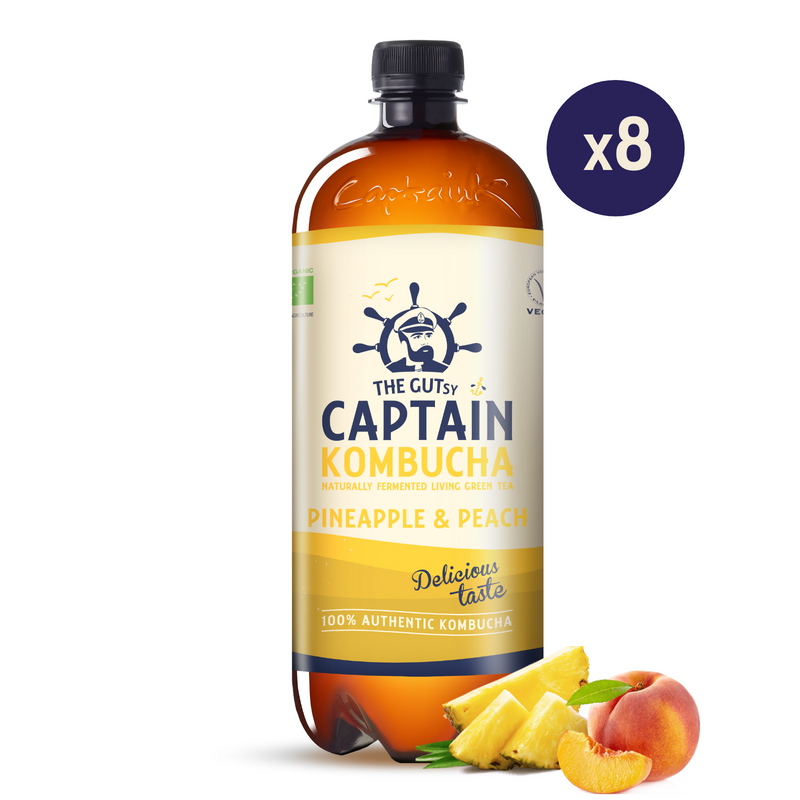 GUTsy Captain Kombucha - Pineapple and Peach 8 x 1L - GutsyCaptain